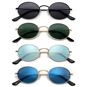 Vintage Oval Matte Black Polarized Sunglasses