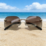 Rimless Diamond Nylon Sunglasses (Women)