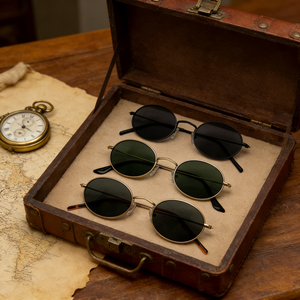Vintage Oval Matte Black Polarized Sunglasses