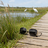 Oversized Gold Frame Gradient Polarized Sunglasses (Women)