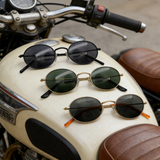 Vintage Oval Matte Black Polarized Sunglasses