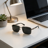 Square Metal & TR Polarized Sunglasses (Men)