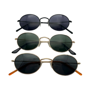 Vintage Oval Matte Black Polarized Sunglasses