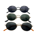 Vintage Oval Matte Black Polarized Sunglasses