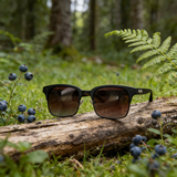 Vintage Browline Sunglasses with Wooden Temples (Men)