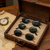 Vintage Oval Matte Black Polarized Sunglasses