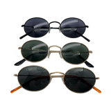 Vintage Oval Matte Black Polarized Sunglasses