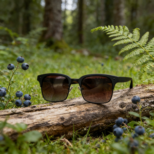 Vintage Browline Sunglasses with Wooden Temples (Men)